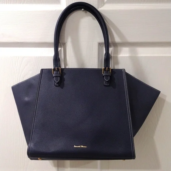 Samantha Thavasa Blue Leather 2-Way Shoulder Bag – Stylish Spacious Handbag - Picture 3 of 17